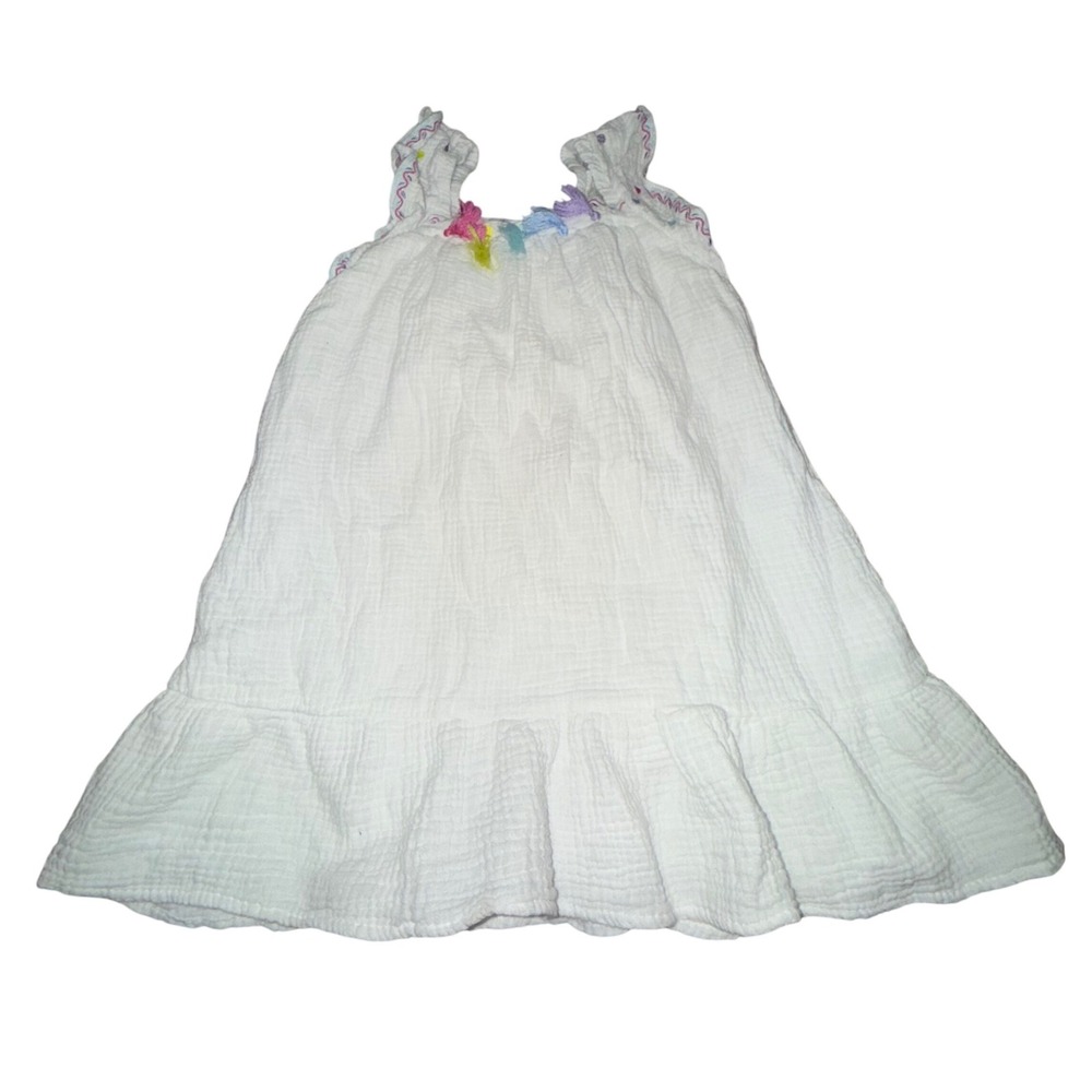 Girls White Gauze Tassel Dress Kids Boho Summer Vacation Size‎ 6